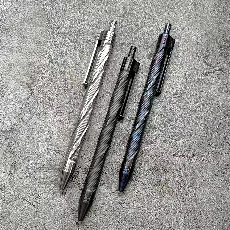 EDC Zirconium Titanium Alloy Titanium Damascus Writing Ballpoint Pen Portable Advanced Business Office Signature Pen