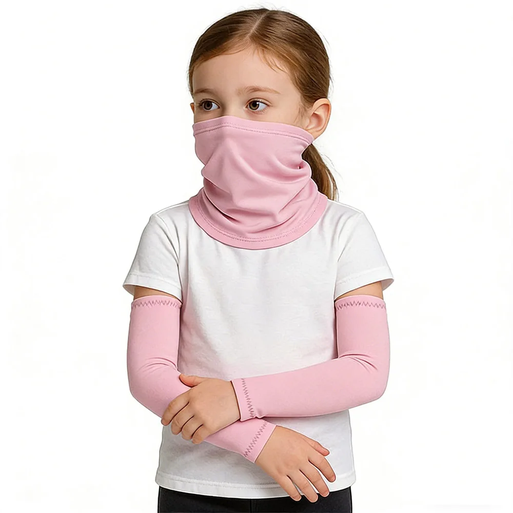 

Children's Neck Cover Lightweight Sun Protection Silk Sleeve Set Outdoor Cycling Arm Cover Against Uv Protection Cycling Gloves