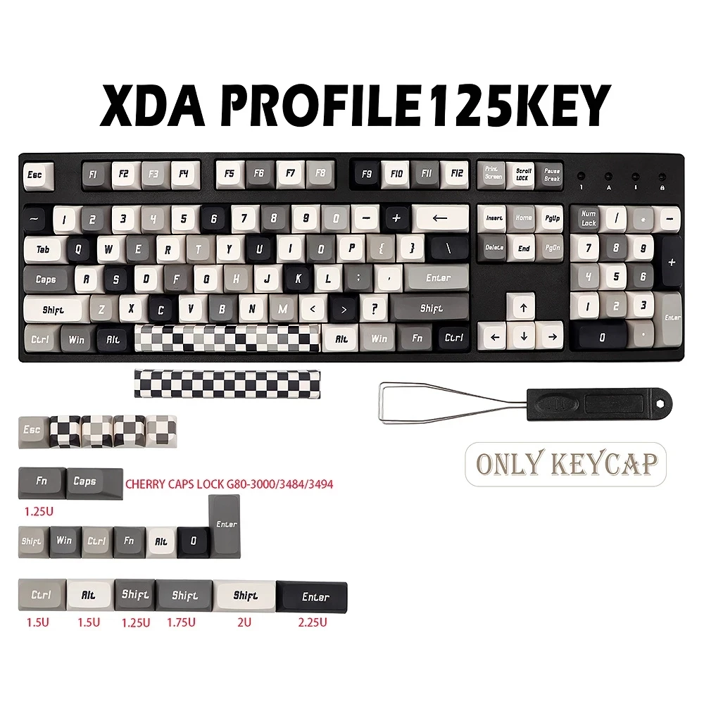 

PBT Retro Black White Keycaps Mechanical Keyboard Caps Sublimation XDA Keycap For xd64 bm60 xd68 xd84 xd96 cherry mx Key Cap Set