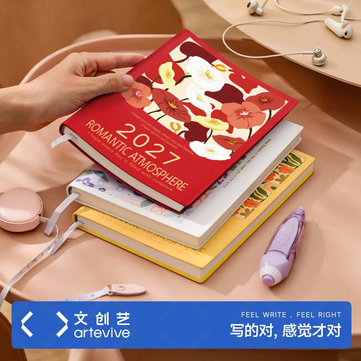 2027 Planner Notebook A5 Soft PU Leather Cover 100 gsm Acid Free Paper 105 Sheets Monthly and Weekly Plan Layout for Office