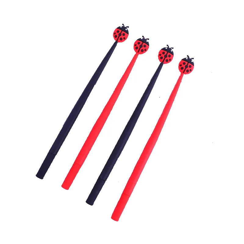 48PCS Creative Stationery Cute Little Ladybug Personalized Silicone Neutral Pen For Primary And Secondary School Students Examin