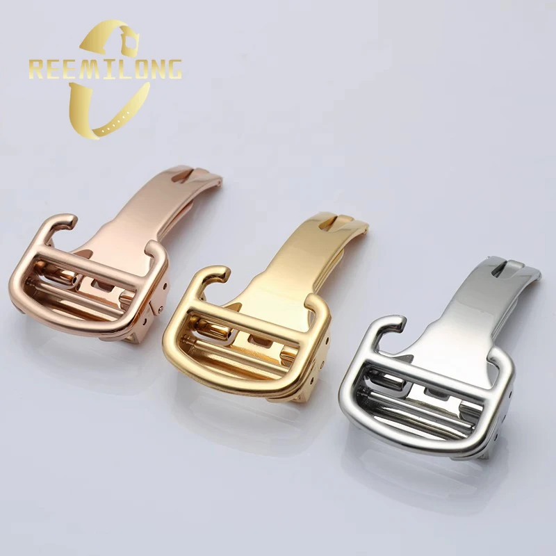 Stainless steel watch buckle For Cartier BALLON BIEU Tank Calibre silver black rose gold folding buckle spring bar screw type