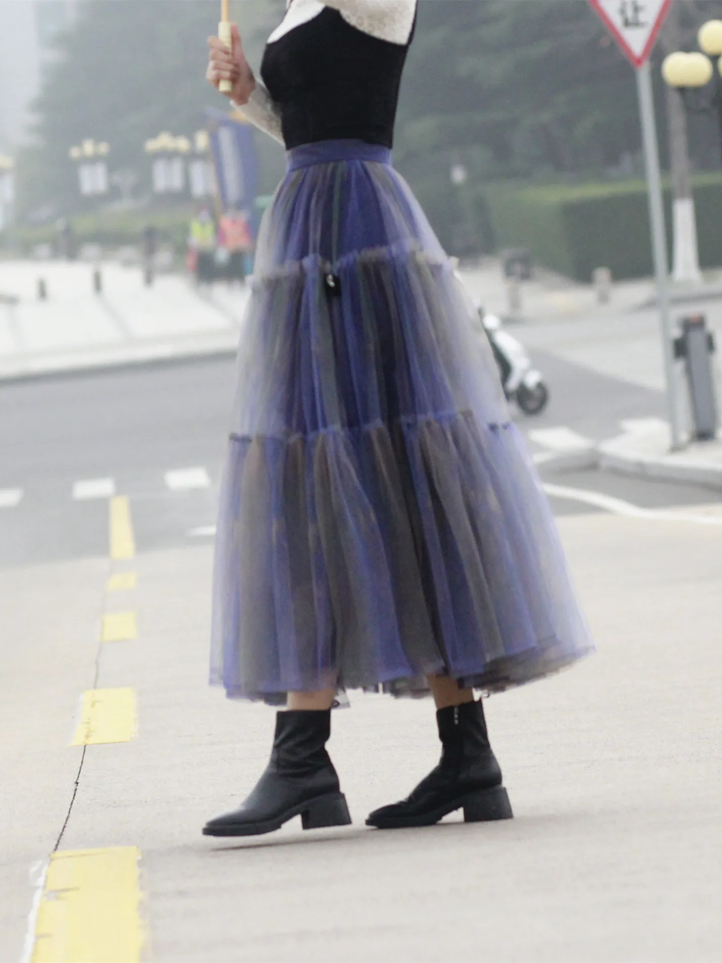 Mesh Blooming Gradient Super Fairy Artistic Skirt Detachable Light Bow Gauze