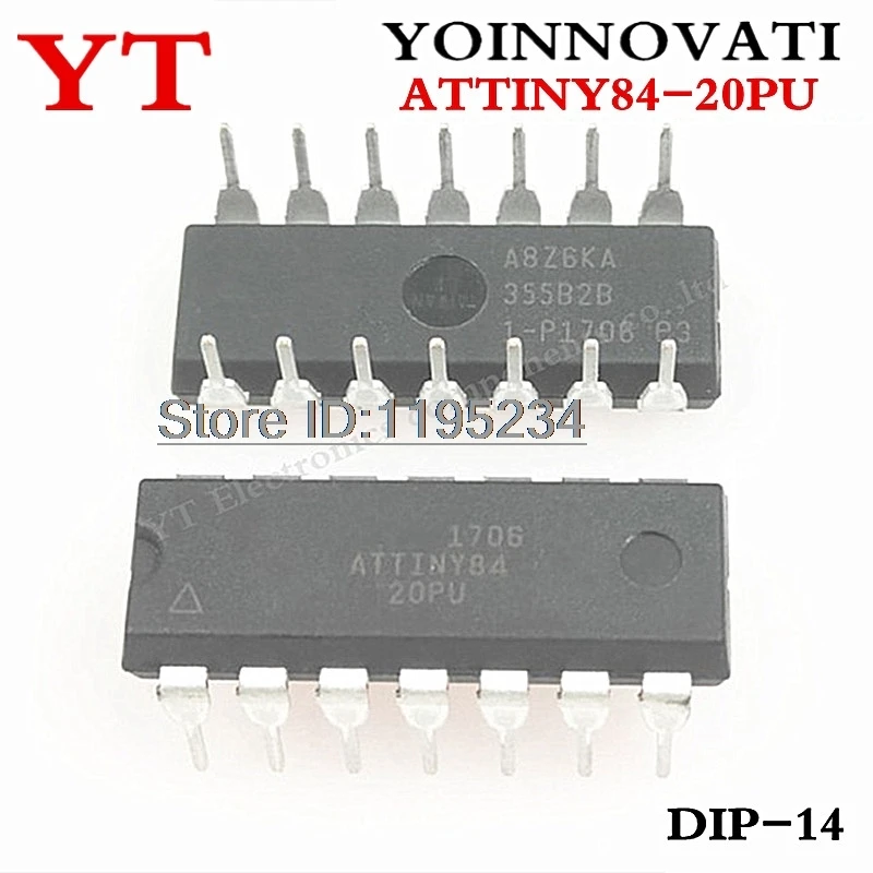 

10pcs ATTINY84-20PU ATTINY84 ATTINY84-20 84-20PU MCU 8BIT 8KB FLASH 14-DIP new and original IC Best quality.