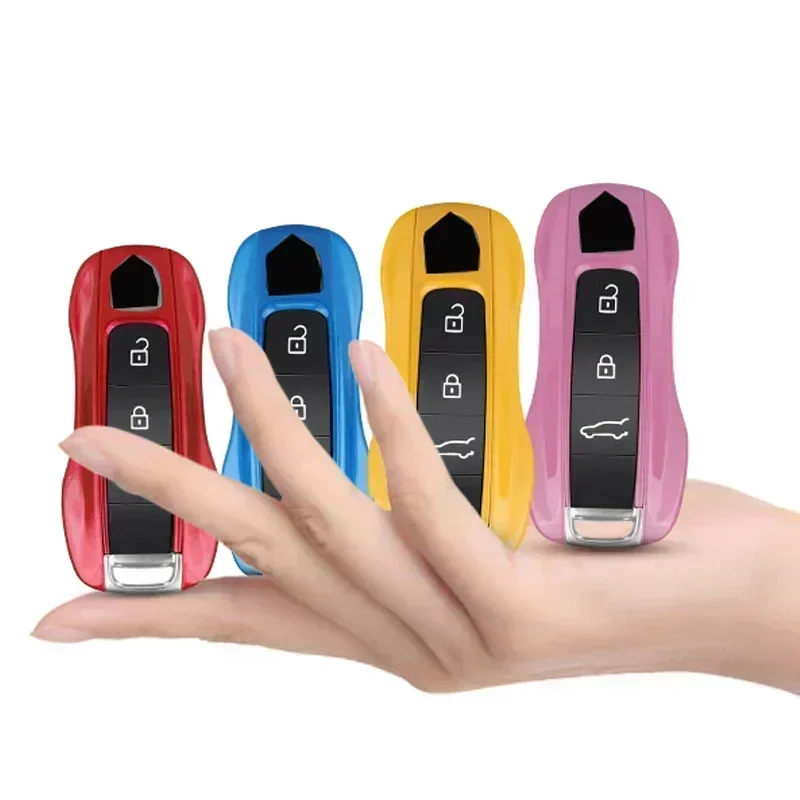 Remote smart car solid color ABS key cover For Porsche Panamera Macan 718 Taycan 911 Cayman Boxster 971 Car decorate Accessories