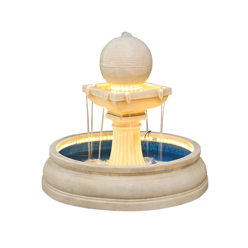 YJQ new Chinese rockery fountain flowing water ornament feng shui ball living room fish tank water feature housewarming gift