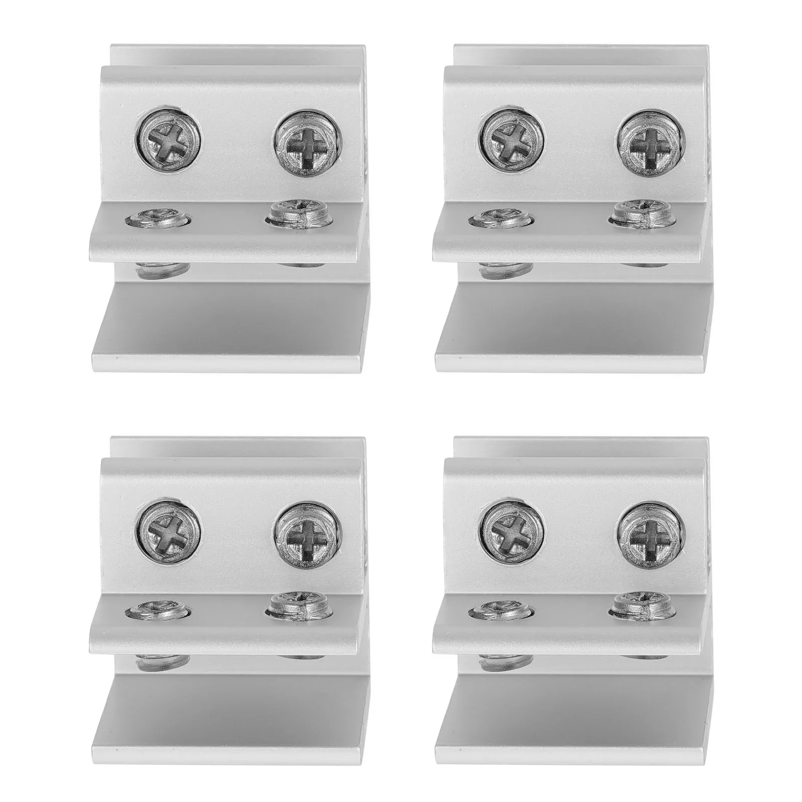 4 قطعة المشبك الزجاجي تحديد مجموعة سبائك الألومنيوم قوس ل 10-12 مللي متر سمك رفوف الحمام خزانة مشروبات عرض حامل