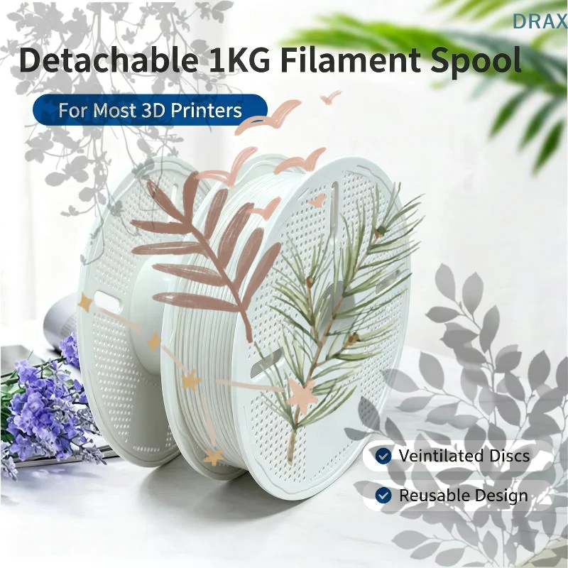 Abs Filament - 1個入り、取り外し可能で耐熱性のあるABS製空フィラメントリール。1kgのフィラメントを補充するための再利用可能なスプール。Bambu Lab用。