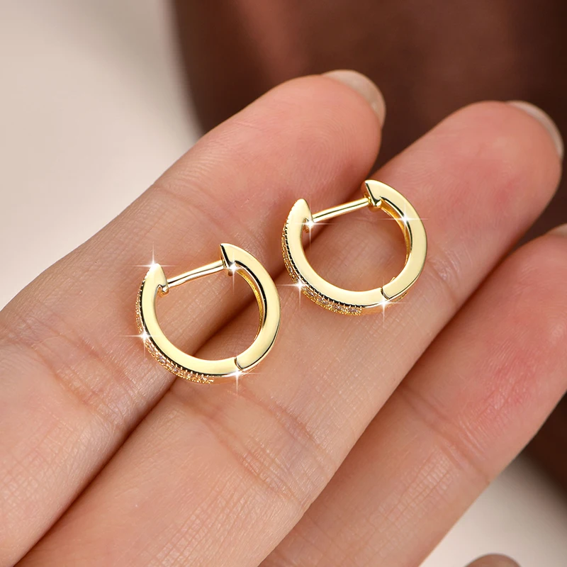 Lnngy Sparkling GRA Certificated Natural Moissanite Hoop Earrings For Women 14K Gold Filled Huggies Earring Wedding Jewelry - view 5