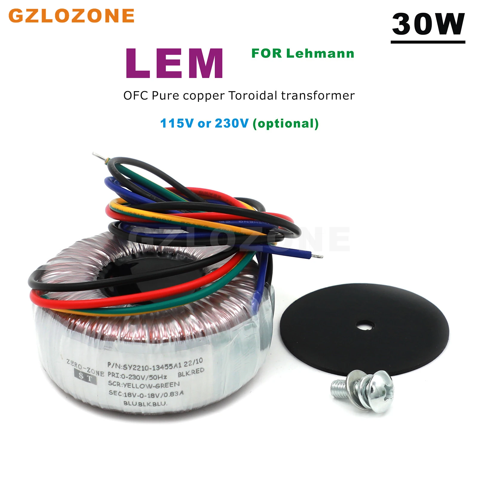 

30W 115V or 230V IN LEM OFC Pure copper Toroidal transformer For Lehmann Headphone amplifier (Z-21)