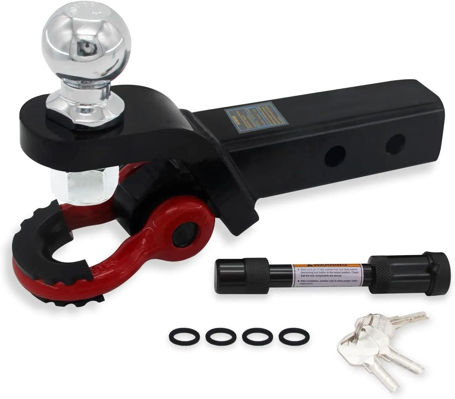 

Trailer Hitch Ball Mount with Tow Shackle and 3/4" Pin, Fits 2" Receiver, Heavy Duty for Trucks SUVs