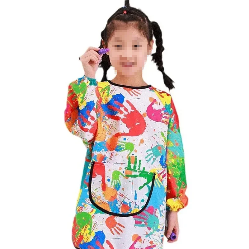 Painting Waterproof Apron Long Sleeved Eating Bib Kindergarten Reverse Dressing Art Graffiti Parent-child Interaction Create