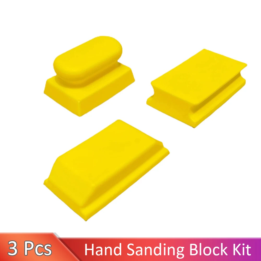 

3 PcsHand Sanding Block Set withwith Hook & Loop Backing Perfect for Repairing Wooden Furniture and Home Crafts