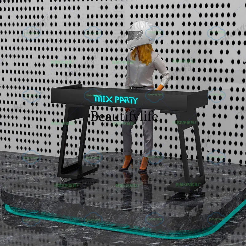 Bar mobile dj station simple ktv private room luminous disc table electronic sound mixing rack customization