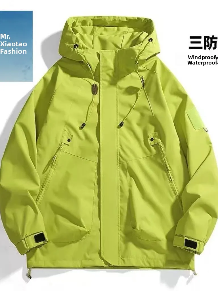 Outdoor Men's Jacket 2025 Spring Autumn New Style Loose Workwear Windproof Waterproof Coat Couple Outerwear Casual Polyester ...