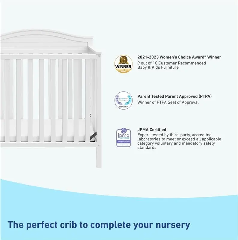 Mini berço conversível 4 em 1 com colchão bônus, ideal para espaços pequenos, converte para cama de solteiro