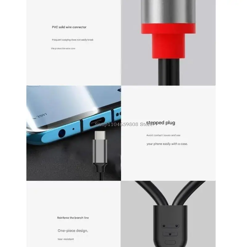 Plugs Play Type C to 2RCA Auditory Cable Ensuring Instantly Setups and High Conductivity for Distortions Less Music