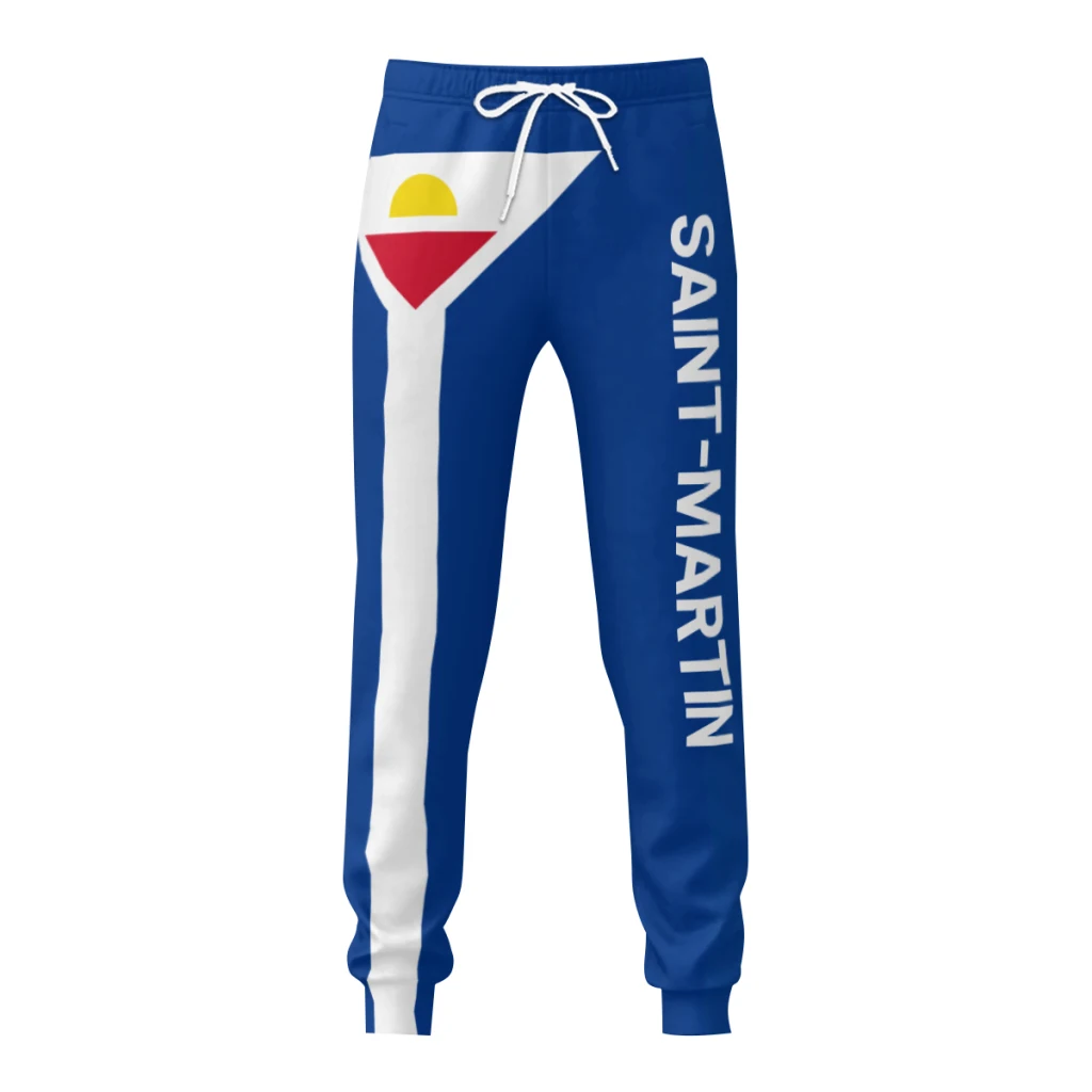 Mens Sweatpants Saint Martin Flag Pants with Pockets Joggers Soccer Football Multifunction Sports Sweat With Drawstring