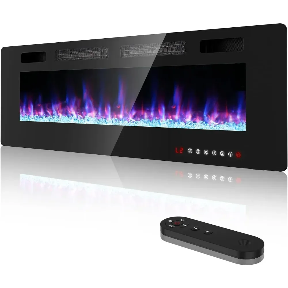 

Electric Fireplace Wall Mounted/Freestanding-Ultra Thin Fireplace Inserts for Living Room with Heater, Remote Control