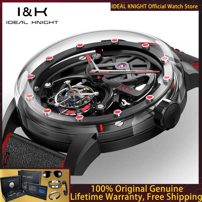 

Мужские часы IDEAL KNIGHT 6809 True Tourbillon: Полностью прозрачные, с открытым механизмом, лимитированная серия, полностью автоматические механические часы, идеальный подарок