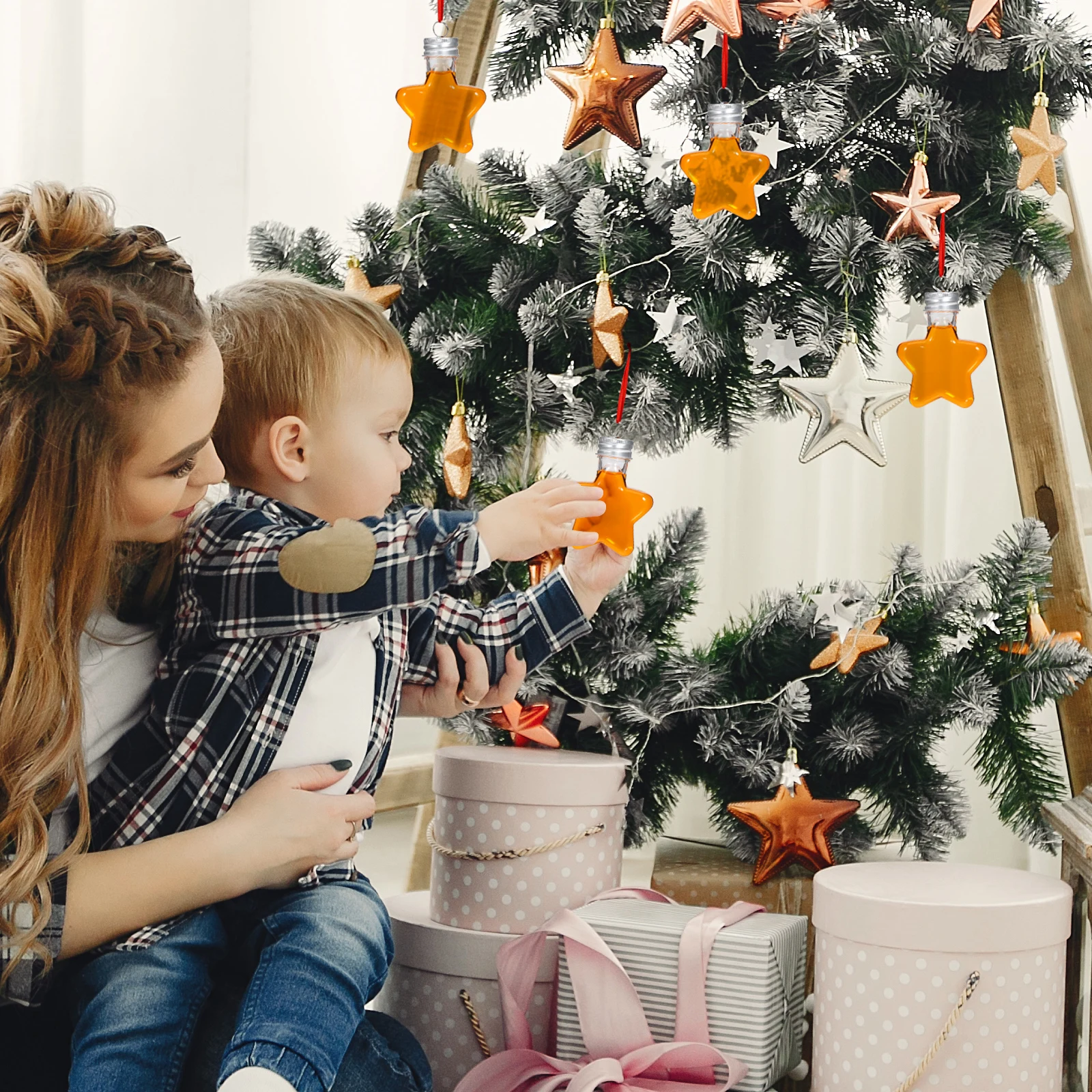 

20pcs Star Shaped Clear Plastic 50Ml Fillable Ornament Balls For Christmas Diy Wishing Bottle Decor Craft Sand Art Reusable