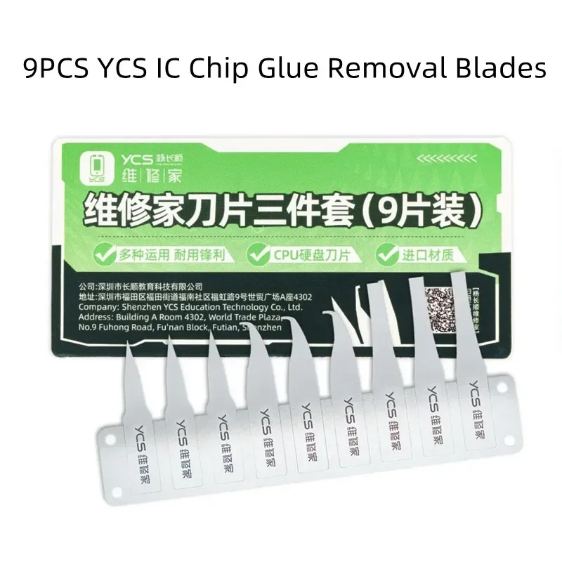YCS 9 adet CPU sabit disk düz sivri kancalı tutkal temizleme bıçakları cep telefonu tamir anakart CPU katmanlı bıçak