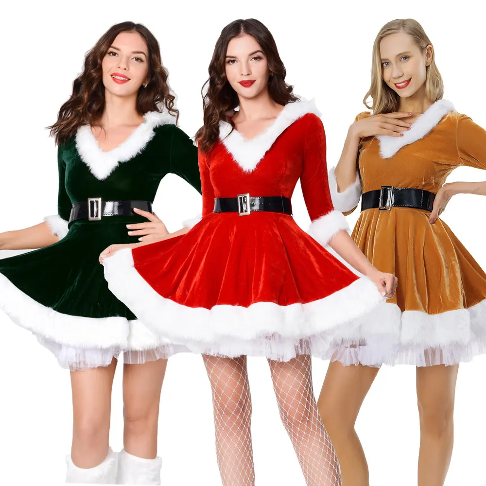 

Women's Miss Claus Dress Suit Women Christmas Fancy Party Dress Sexy Santa Outfits Hoodie Santa Claus Cosplay Costumes
