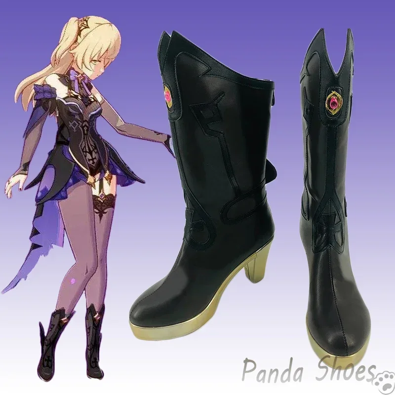 Genshinimpact Fischl Cosplay Shoes Anime Game Cos Long Black Boots Fischl Cosplay Costume Prop Shoes for Con Halloween Party