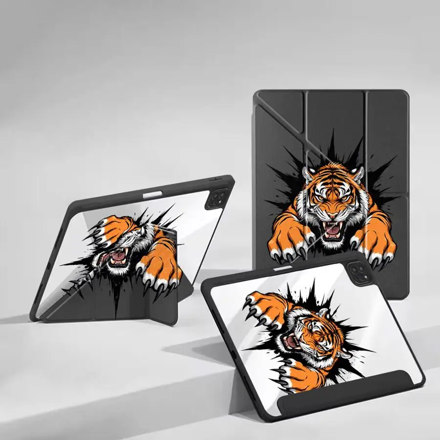 Tablet Case For iPad Pro 2025 Air 4 5 M3 M2 M4 11inch Mini 6 7 Pro 11 10 9 8 7 th 12.9inch Holder Cover Tiger Claw Head