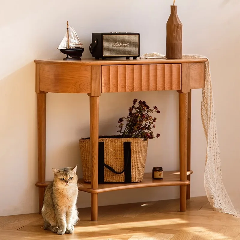 Mesa de almacenamiento con gabinete de madera maciza de cerezo Xuanguantai