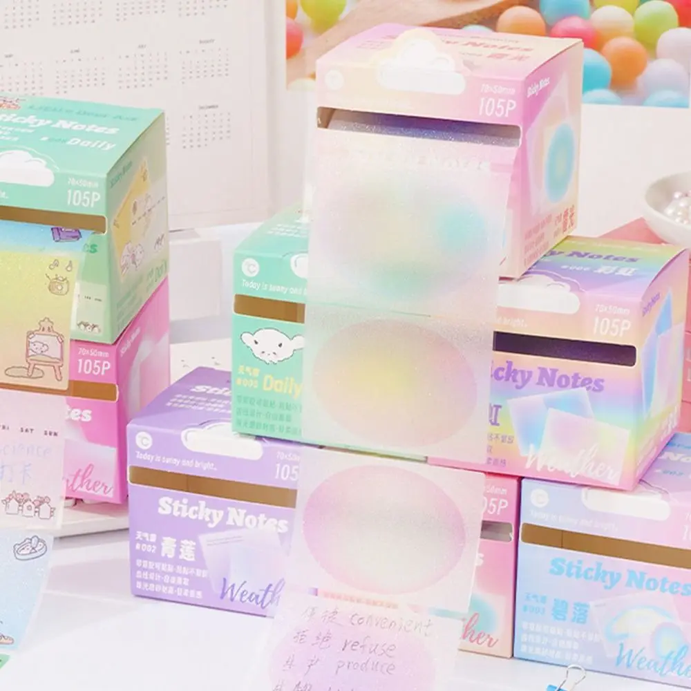 105Sheets/roll Pull-out Sticky Notes Transparent Portable Student Stationery Sticky Notes Multifunctional Color Planner Sticker