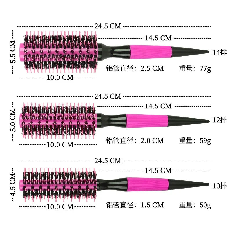 فرشاة تسريح الشعر الخشبية المستديرة مع شعيرات الخنزير مزيج أدوات تصفيف النايلون المهنية السيراميك أيون فرشاة شعر تصفيف الشعر العرض