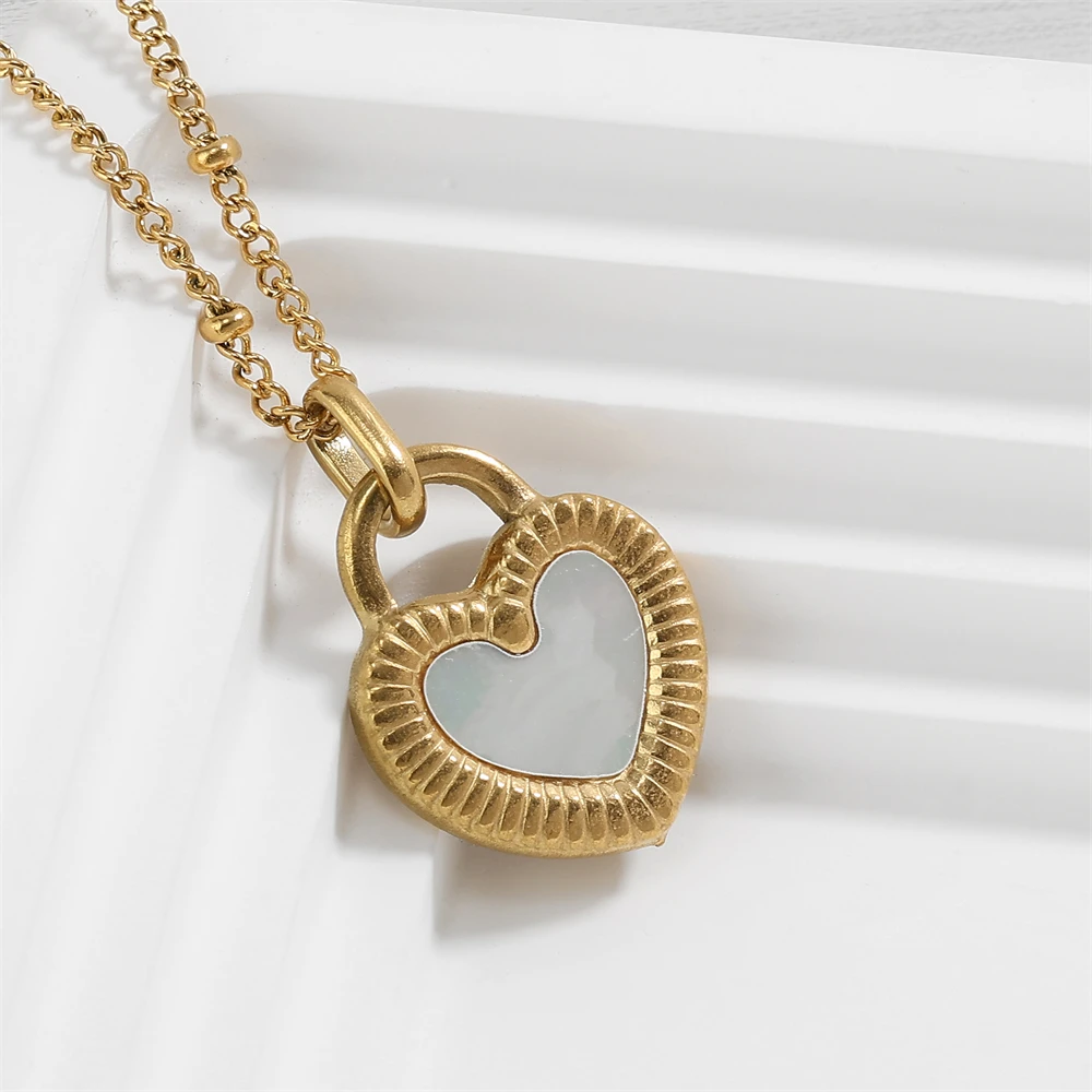 Htpwe Vintage Double Sided Heart Pendant Necklace For Women Girl Clavicle Chain Choker New Fashion Trendy Jewelry Gift Party image 5