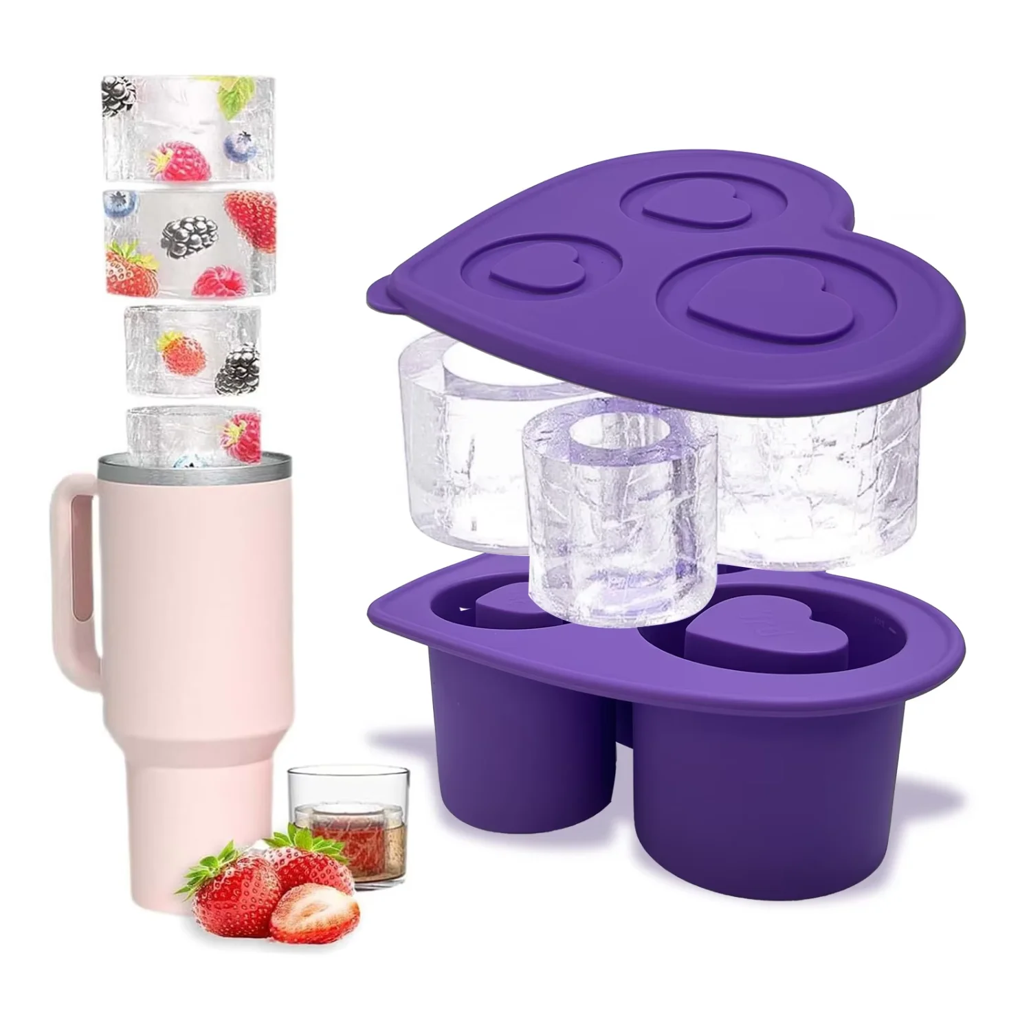 

3 Cavity Mini Large Silicone Cube Tray 20-40oz round Cylinder Mold Release Tumbler Cream Tool
