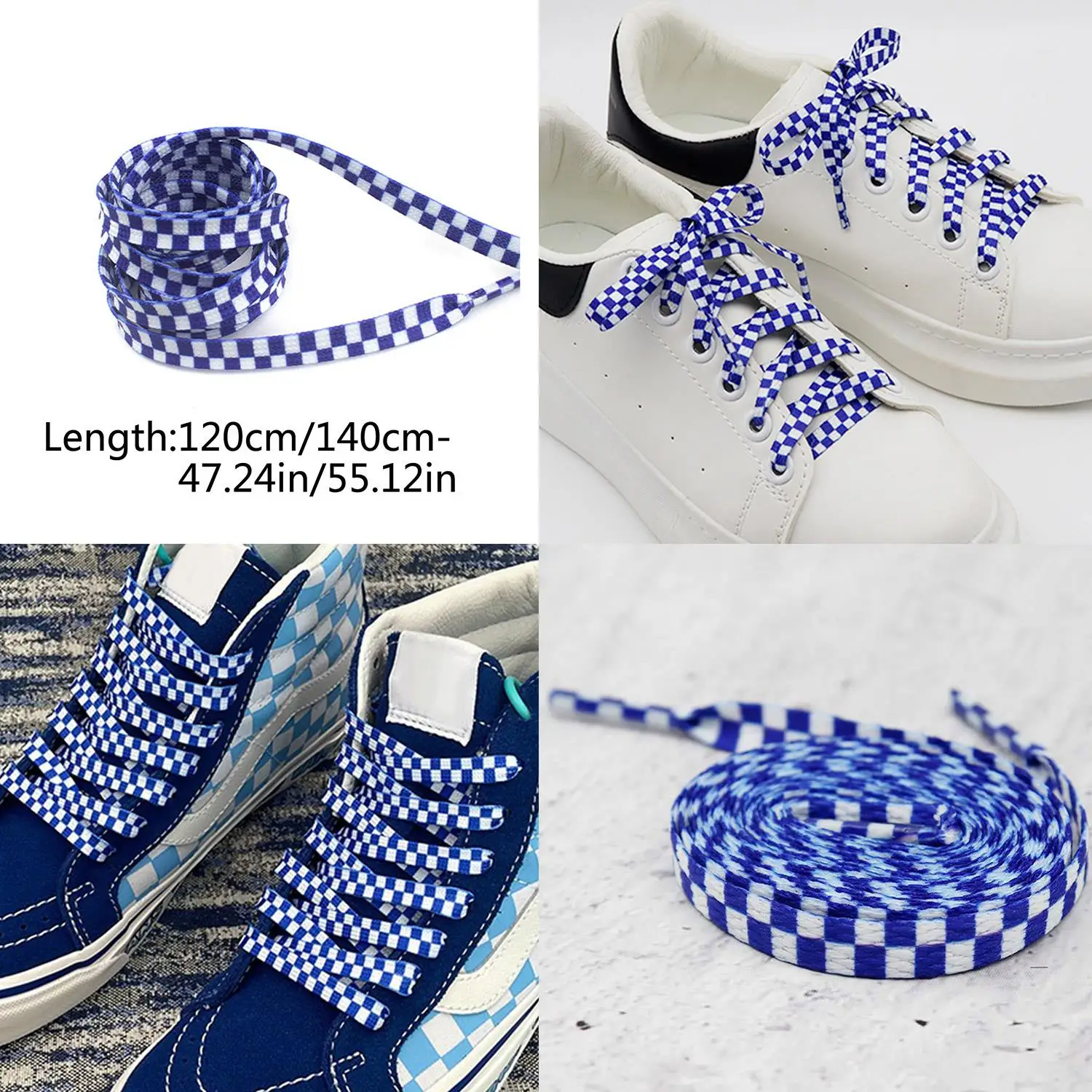 

1 Pair New Fashion Printing Ribbons Checkered Grid Gradient Flat Shoelaces Sneaker Men Women Mosaic Shoelaces Laces For Shoes