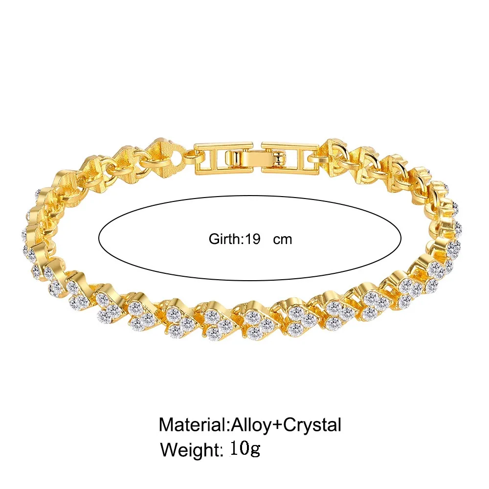 Bracelets de luxe en cristal romain pour femmes, chaîne géométrique, tendance, Goth, strass complets, breloques, accessoires bijoux de mariage, 2024