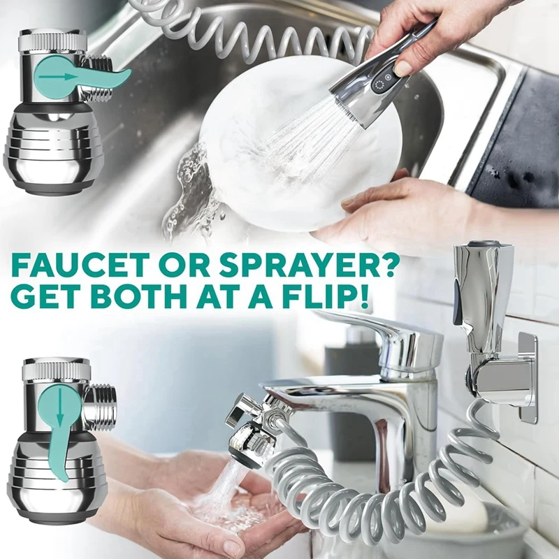 Faucet Sprayer Attachment - Leak-Proof Sink Hose Sprays 79Inch Hose With 2 Sprays Modes - Ideal For Kitchen, Tub