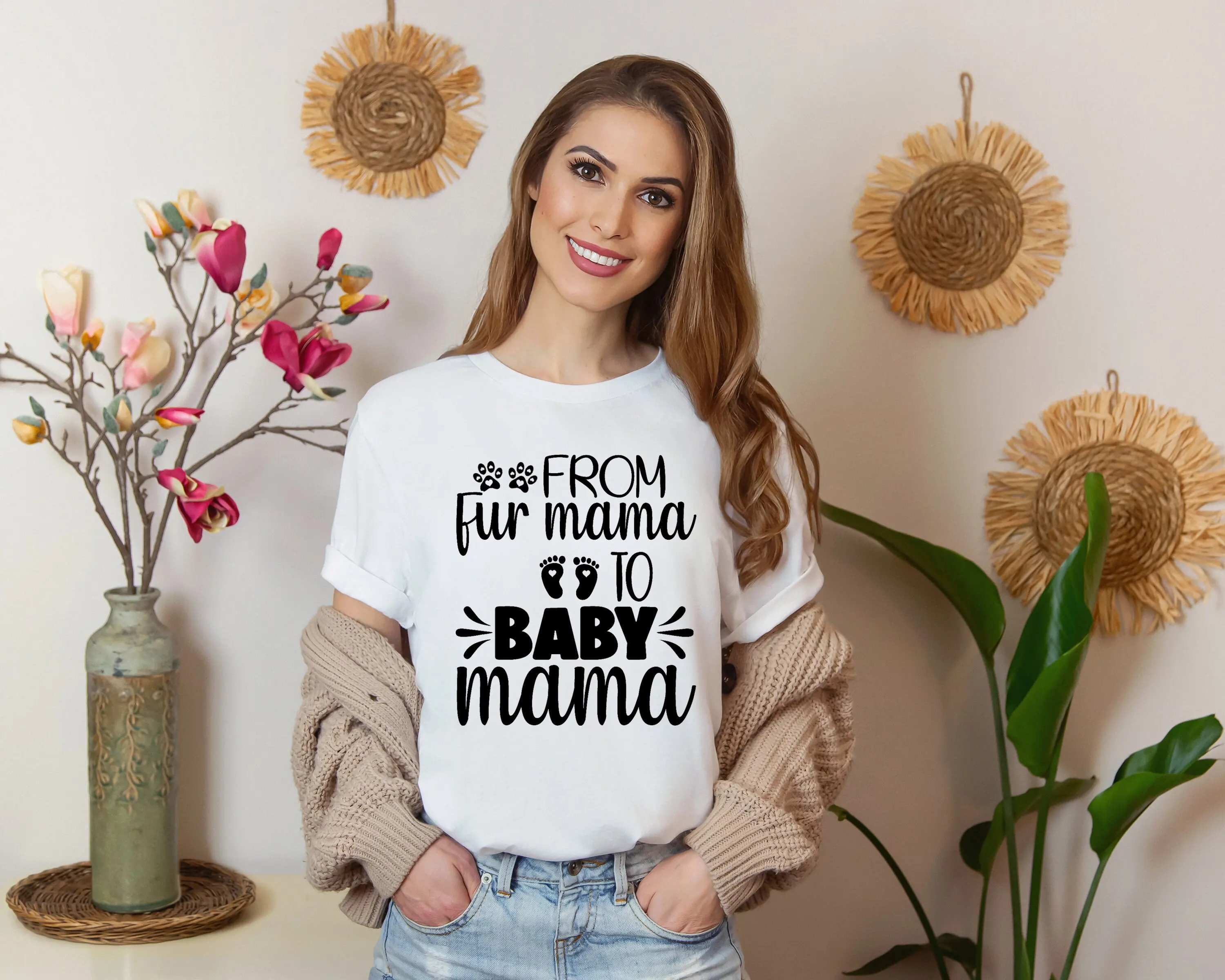 From Fur Mama To Baby Pregnant T Shirt For Expecting Mom Human New S Announcement Pregnancy Reveal