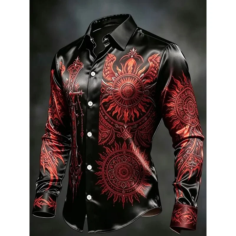 New retro shirt with black background, shiny surface, diagonal stripe, gilded iris vine art carving, long sleeved shirt