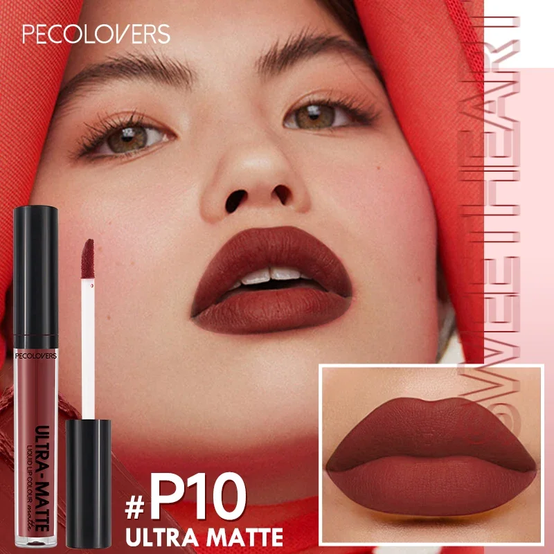 Velvet Mate Nude Brown Red Lip Gloss Lint Matte Liquid Lipstick Waterproof Long Lasting Tube Makeup Cosmetic Lipsticks Lipgloss - Aksamitny Matowy Błyszczyk do Ust w Kolorze Nude Brown Red, Wodoodporna, Długotrwała Pomadka w Tubce, Kosmetyk do Makijażu Ust, Błyszczyki do Ust