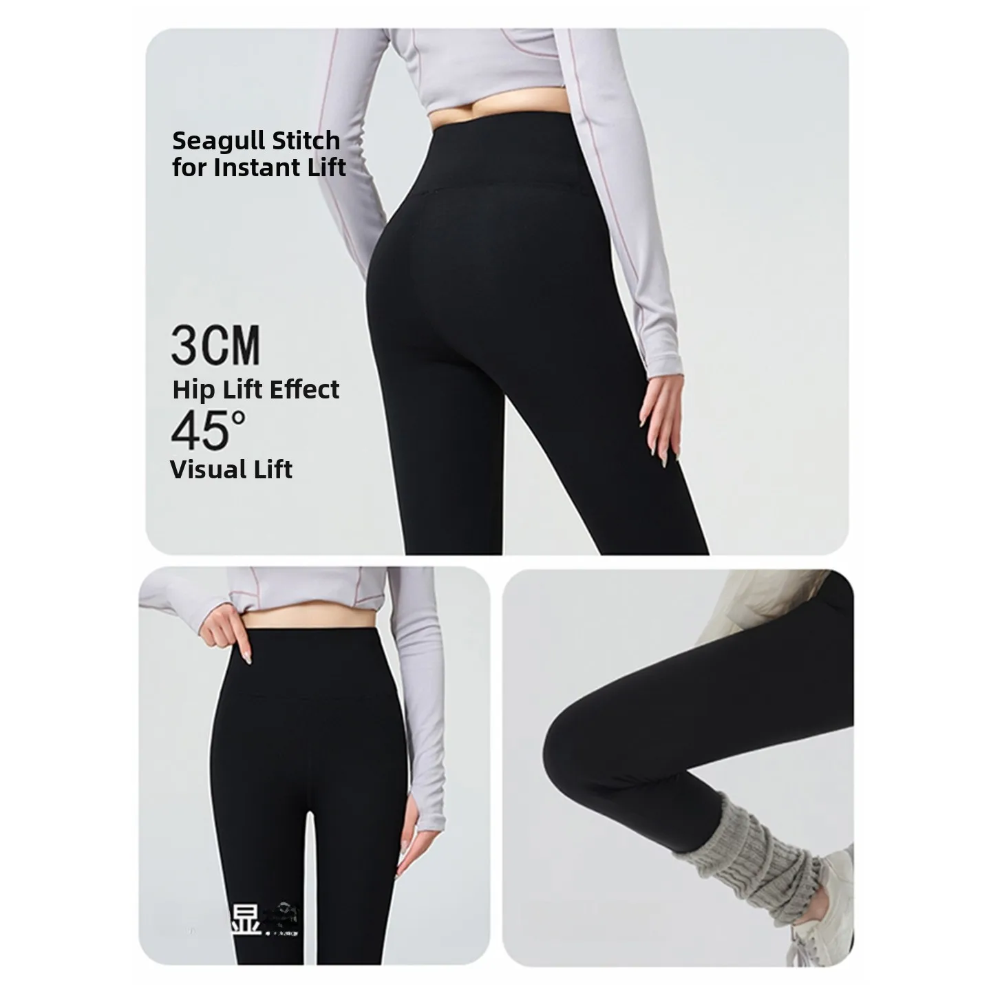 Cintura alta fce-forrado thi calças de yoga feminino outono inverno calças de algodão quente apertado-ajuste arca calças outerwear