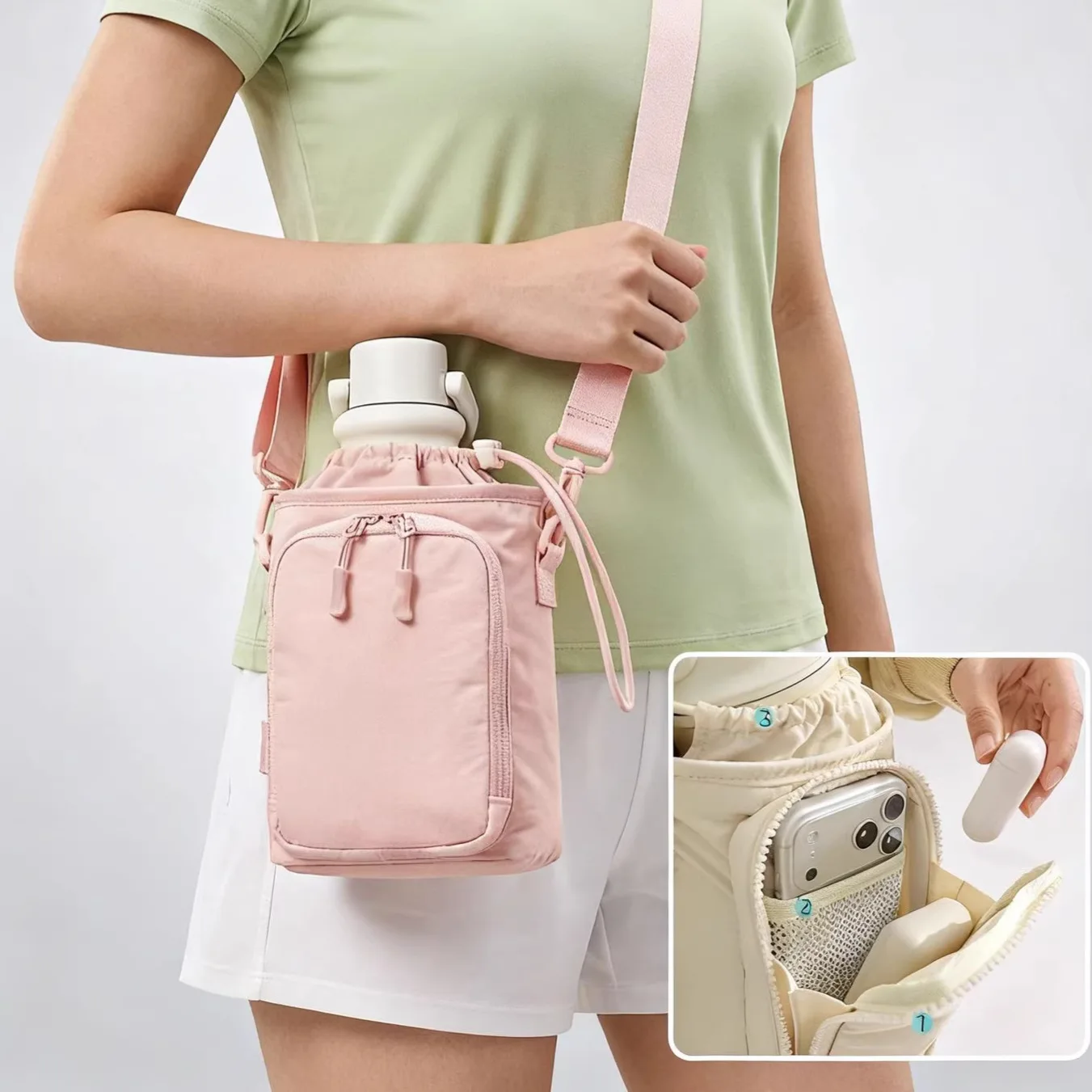 Bolsa para celular, nova bolsa transversal para garrafa de água, à prova d'água, para yoga, corrida, esportes ao ar livre, bolsa portátil