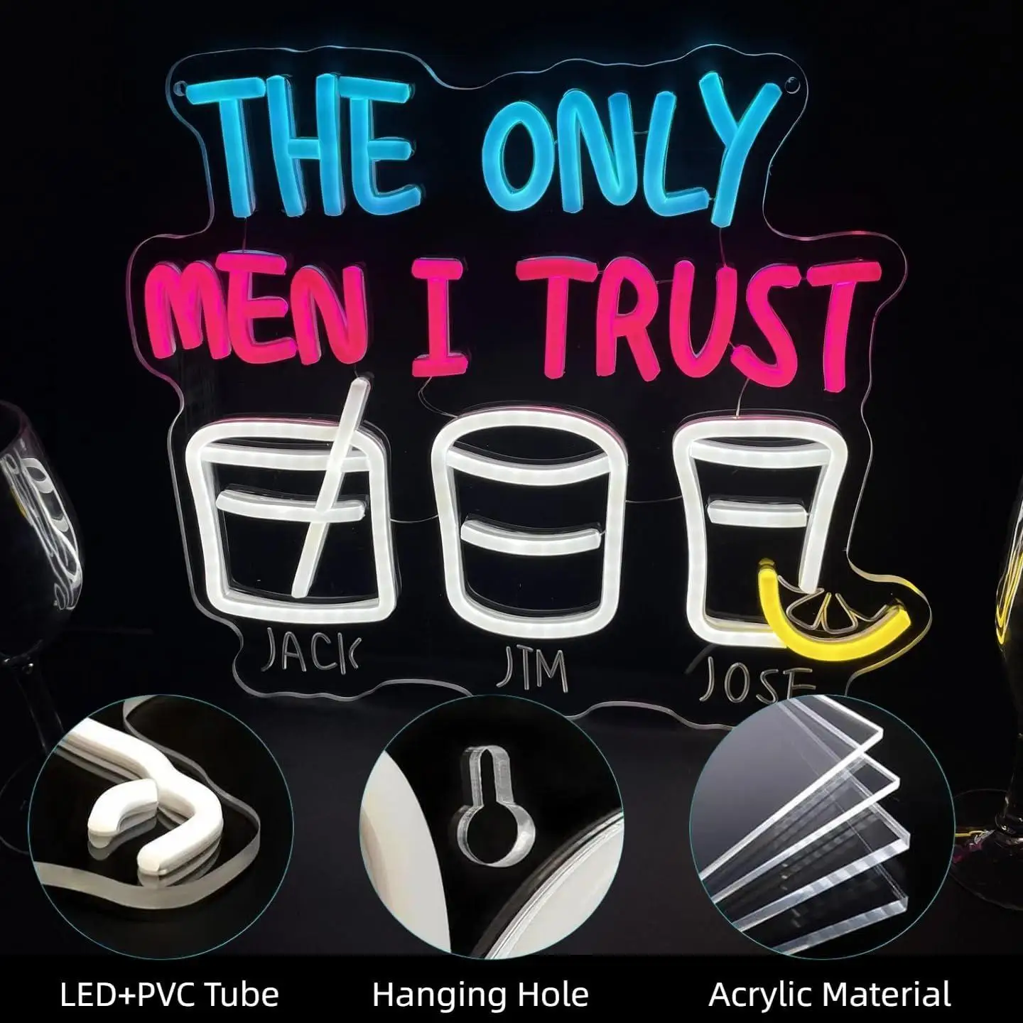Neon Sign 'The Only Man I Trust' - alternate angle