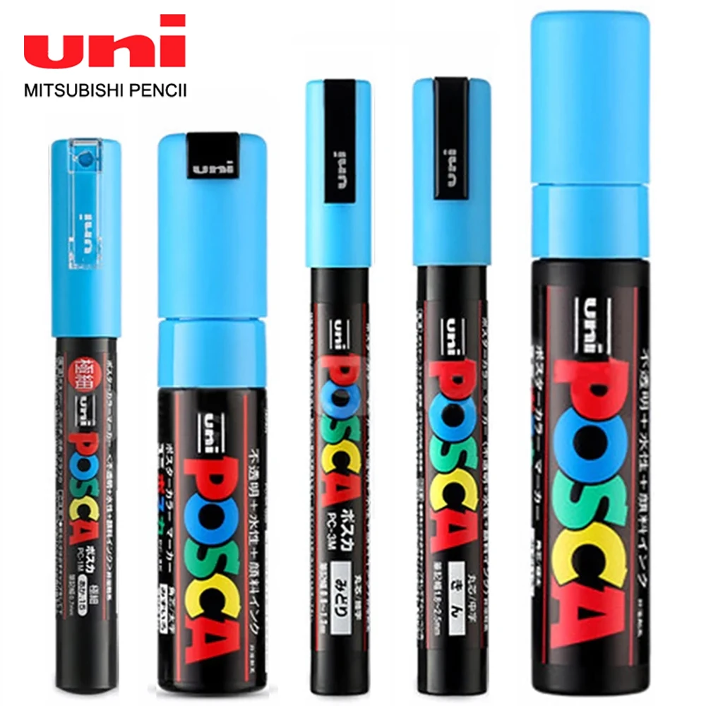 

5 Pcs UNI Posca Paint Markers Pen Combination PC-1M/3M/5M/8K/17K Manga POP Poster Colour Water-Based Pigment Ink Art Supplies