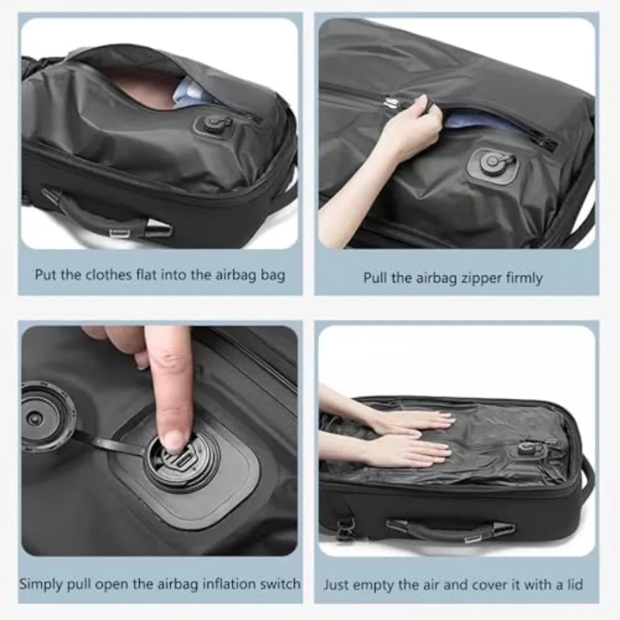 21" Vacuum Compression Backpack with Wheels Expandable Waterproof Carry On Travel Laptop Bag Flight Approved Luggage Rolling Su