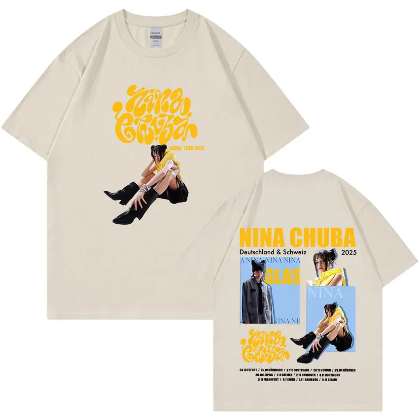 Nina Chuba Fashion Graphic T-shirt 2025 New Men's and Women's Oversized Y2K Short-sleeved Summer Print 100% Pure Cotton Top