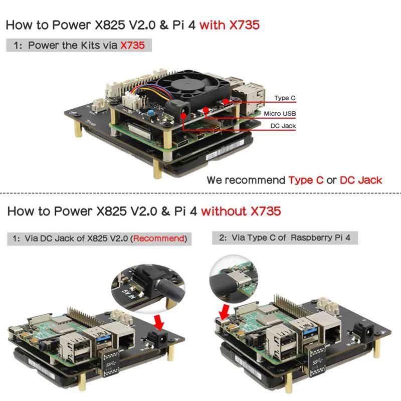 Imagem -02 - Placa de Expansão de Armazenamento para Raspberry pi 4b Disco Rígido Sata Placa de Expansão Ssd Drive X825 V2.0 Nas 25