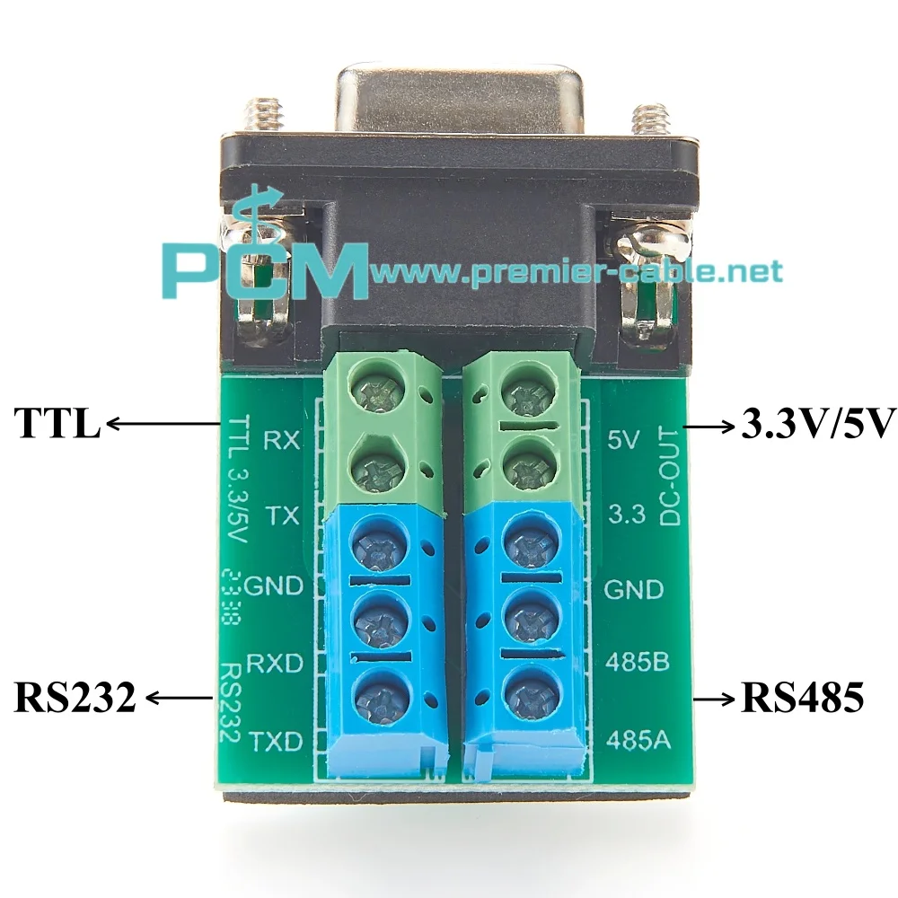 Cabo conversor serial USB para RS232 RS485 TTL 3.3V 5V 3 em 1 com chip FTDI, cabo serial USB para DB9 macho com bloco de terminais 1M