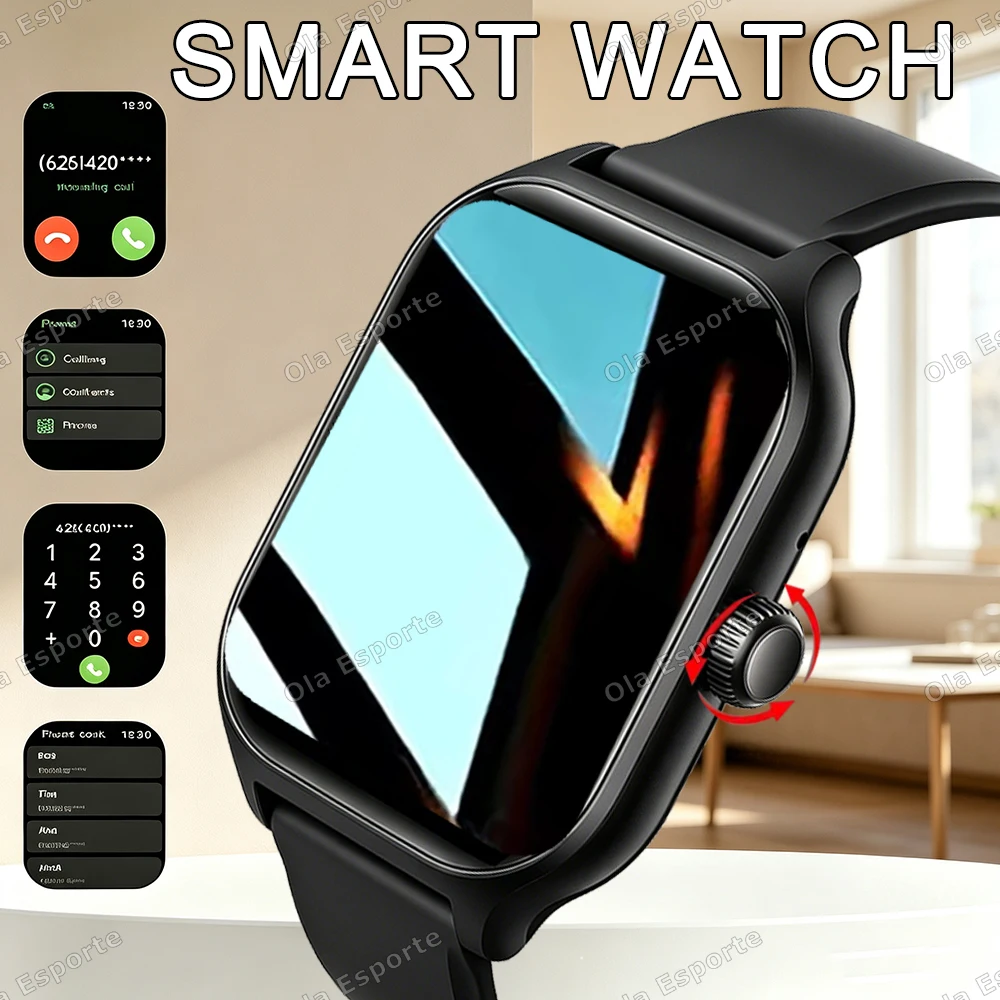 Smartwatch für Android und iOS, 1,83 Zoll HD-Display, Bluetooth-Anruf, Nachrichtenbenachrichtigung, Musik, Sportmodus, Smartwatch für Männer und Frauen, HW12