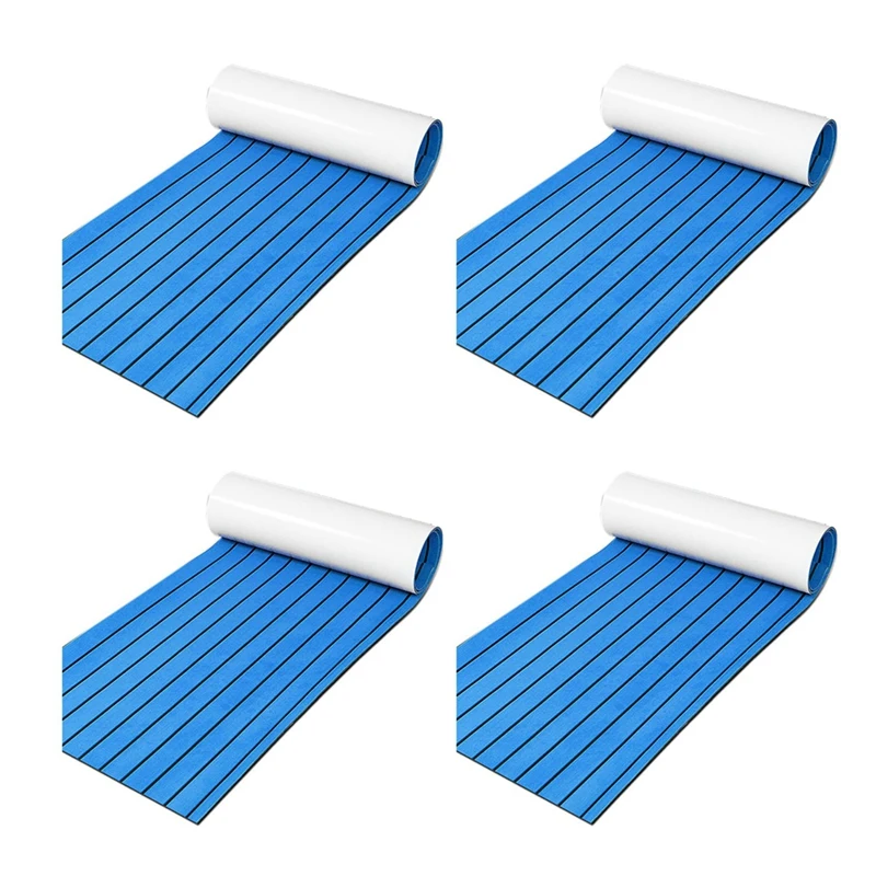 

4X Foam Teak Decking EVA Foam Marine Flooring Faux Boat Decking Sheet Accessories Marine Blue 450X2400mm